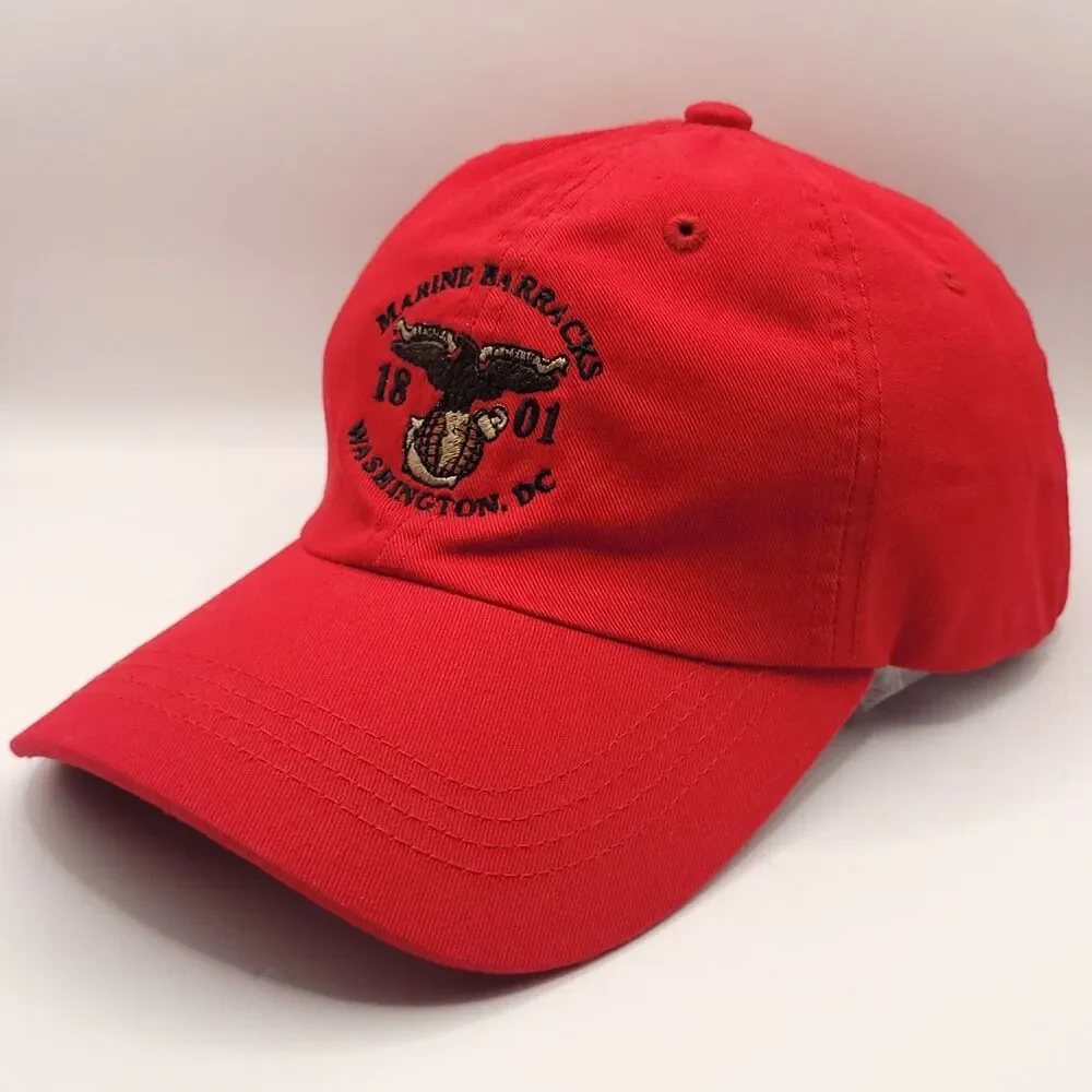 Marine Barracks Washington DC Hat Mens Adjustable Strapback Red Baseball Cap EUC